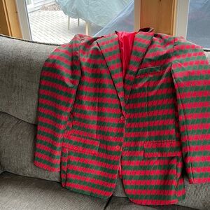 Vibrant Green and Red Checkered Blazer